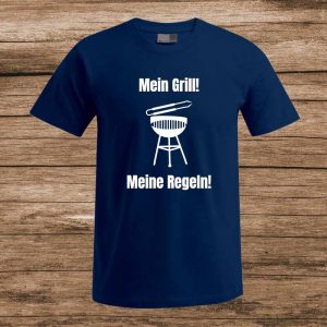Herren Shirt Spruch Grillregeln Navy Blue
